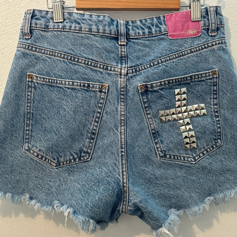 Zara Blue Denim Studded Women's Shorts